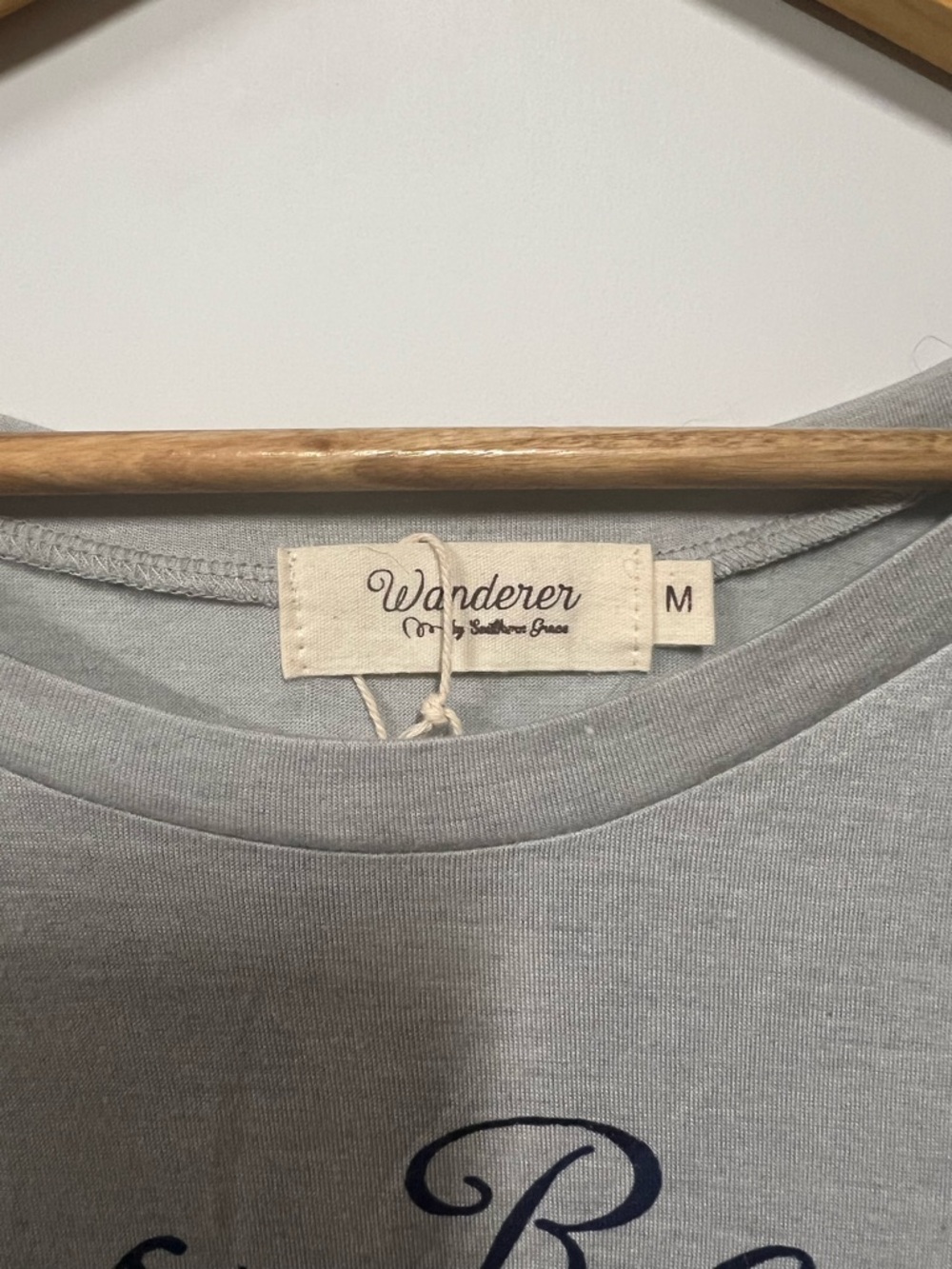 New - Texas Roads Graphic Tee in Grey with Navy & Leopard Accent - Picture 6 of 7